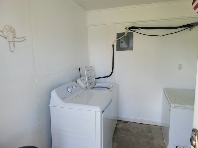 23002 Vida, Galveston, TX 77554 - laundry room with electric panel and washer and dryer