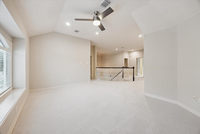 12410 Sonata Canyon Ln, Houston, TX 77041 - spare room featuring carpet flooring, recessed lighting, ceiling fan, and vaulted ceiling