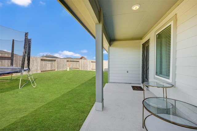 29918 Reagans Ranch Dr, Katy, TX 77494 - fenced backyard with a trampoline and a patio