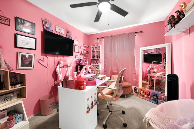 15811 Beechnut St, Houston, TX 77083 - carpeted home office with ceiling fan
