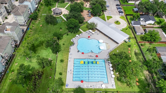 1161 Beasley Hills Ln, Houston, TX 77008 - aerial view of residential area featuring a pool area