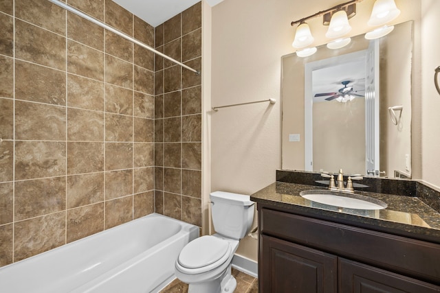1161 Beasley Hills Ln, Houston, TX 77008 - bathroom featuring a ceiling fan, vanity, and shower / bathtub combination