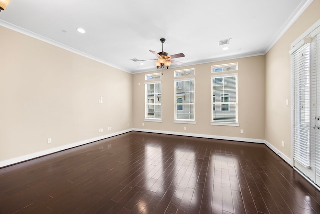 1161 Beasley Hills Ln, Houston, TX 77008 - empty room featuring recessed lighting, ceiling fan, wood finished floors, and crown molding