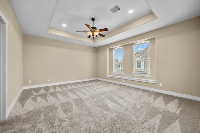 1161 Beasley Hills Ln, Houston, TX 77008 - carpeted empty room with a raised ceiling, a ceiling fan, and recessed lighting