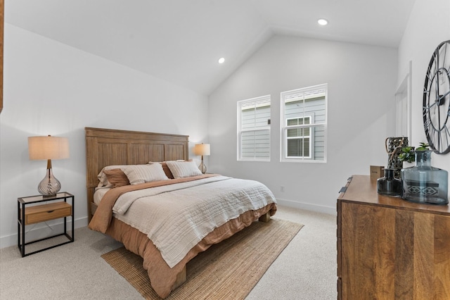 8302 Springwood Canyon Ln, Houston, TX 77055 - bedroom with light colored carpet, recessed lighting, and high vaulted ceiling