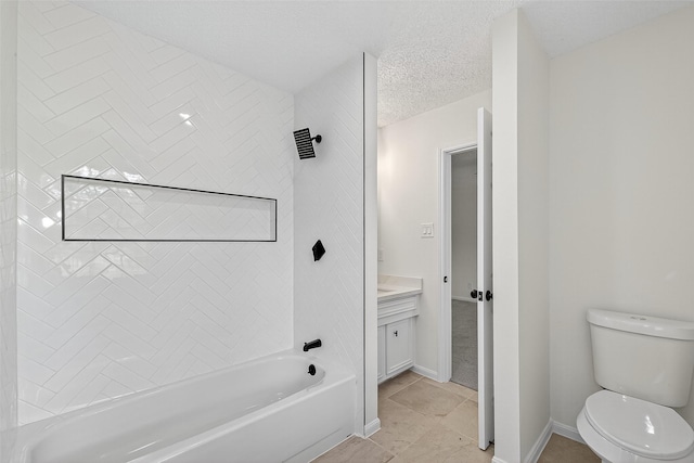 19502 Enchanted Oaks Dr, Spring, TX 77388 - bathroom featuring shower / bathtub combination, vanity, and a textured ceiling