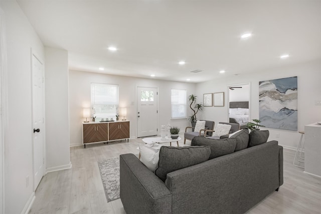4330 Heite St, Houston, TX 77022 - living area featuring recessed lighting and light wood-style floors