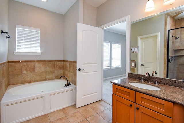 5615 Winsome Ln Unit C, Houston, TX 77057 - full bathroom with a bath, vanity, tile patterned flooring, and a shower stall