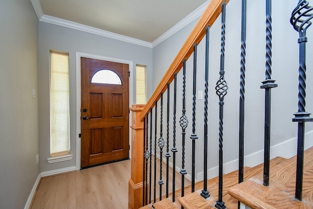 5615 Winsome Ln Unit C, Houston, TX 77057 - entryway featuring wood finished floors, ornamental molding, and stairs