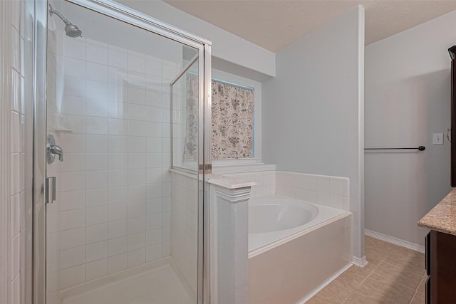30606 S Sulphur Creek Dr, Magnolia, TX 77355 - full bath with a bath, a stall shower, vanity, and tile patterned flooring