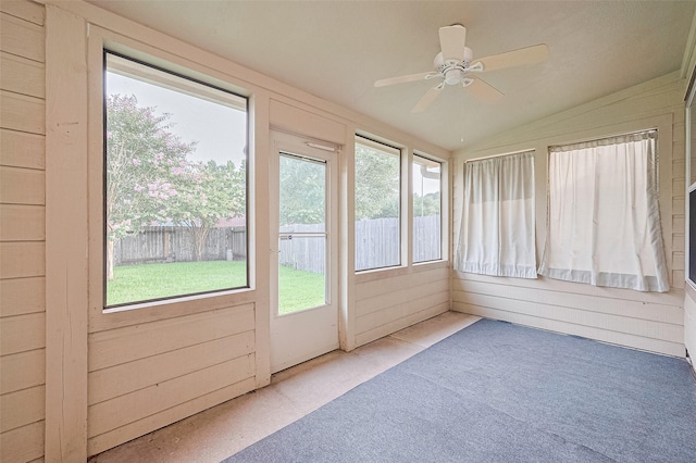 30606 S Sulphur Creek Dr, Magnolia, TX 77355 - unfurnished sunroom with carpet floors, lofted ceiling, and wooden walls