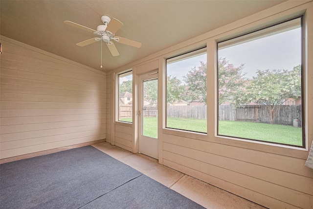 30606 S Sulphur Creek Dr, Magnolia, TX 77355 - unfurnished sunroom with a ceiling fan and lofted ceiling