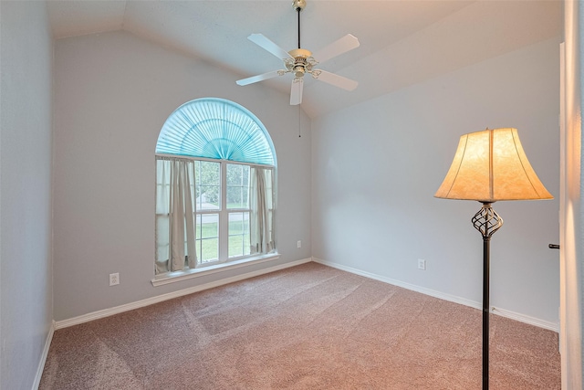 30606 S Sulphur Creek Dr, Magnolia, TX 77355 - unfurnished room with vaulted ceiling, carpet flooring, and a ceiling fan