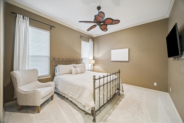 5214 Bristol Bank Ct, Houston, TX 77041 - bedroom featuring carpet flooring, ornamental molding, and a ceiling fan