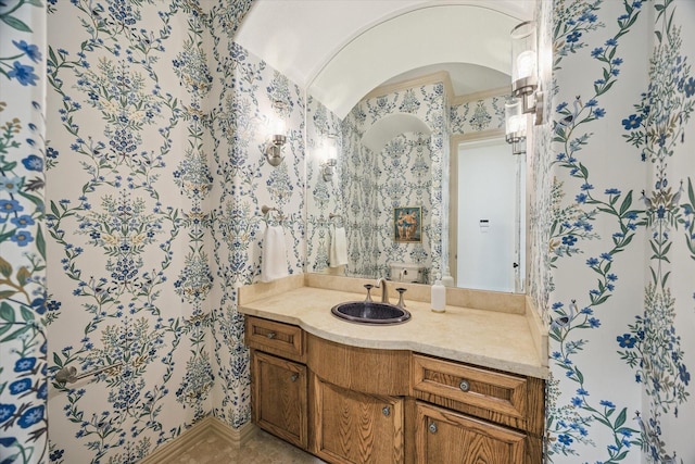 5214 Bristol Bank Ct, Houston, TX 77041 - bathroom with vanity and wallpapered walls