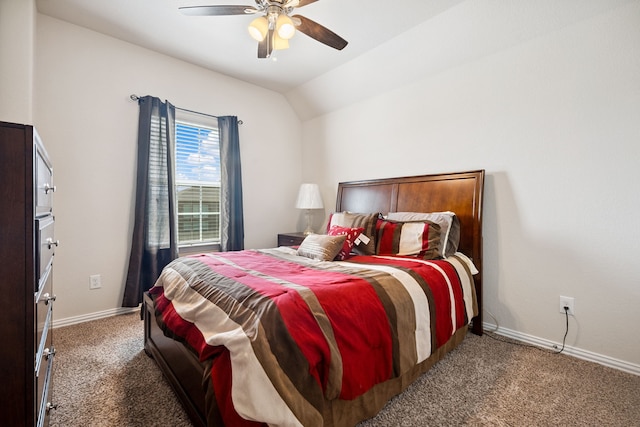 7910 Brooks Crossing Dr, Baytown, TX 77521 - carpeted bedroom with lofted ceiling and a ceiling fan
