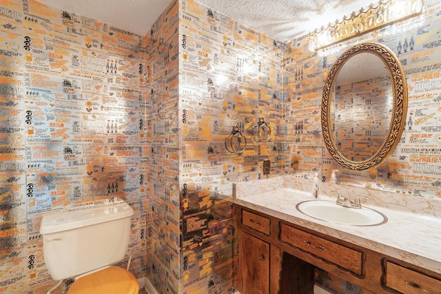2718 Stratford St, Pearland, TX 77581 - half bath with vanity and a textured ceiling