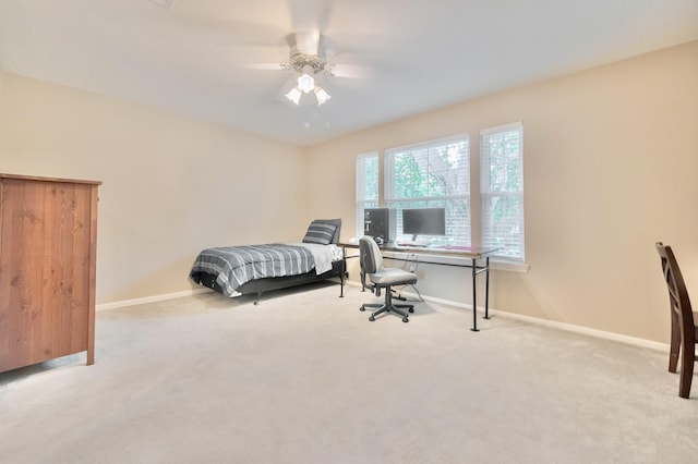 4106 Alice Dr, Sugar Land, TX 77478 - bedroom with carpet flooring, an office area, and a ceiling fan
