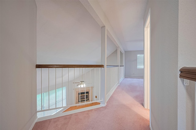 2415 Pebbledowne Cir, Sugar Land, TX 77478 - corridor with carpet floors and vaulted ceiling