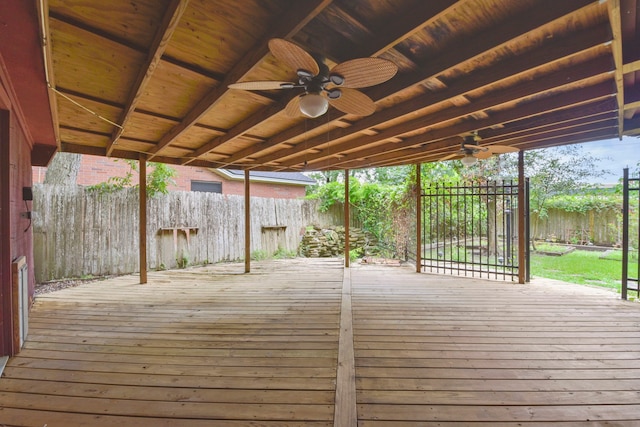 1202 Fay Rd, Kemah, TX 77565 - wooden deck with a fenced backyard and ceiling fan