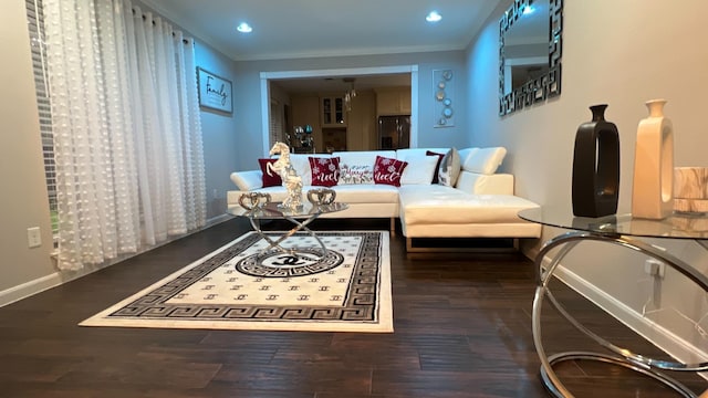 2514 Creekleaf Rd, Houston, TX 77068 - living room with wood finished floors, ornamental molding, and recessed lighting