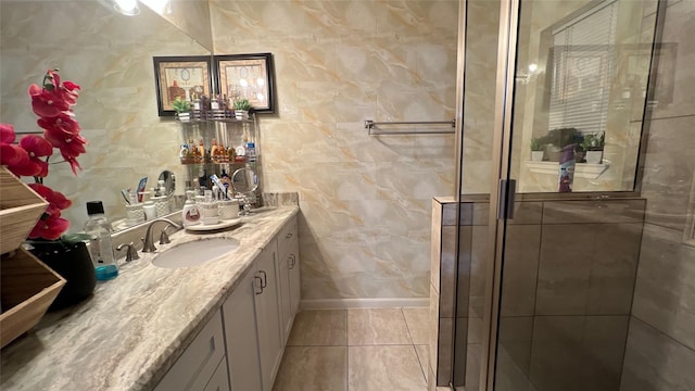 2514 Creekleaf Rd, Houston, TX 77068 - full bathroom with vanity, tile patterned floors, and a stall shower