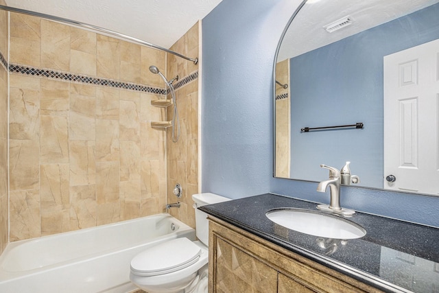 3311 Baden Oaks Ct, Katy, TX 77494 - full bathroom featuring vanity, bathing tub / shower combination, and a textured wall