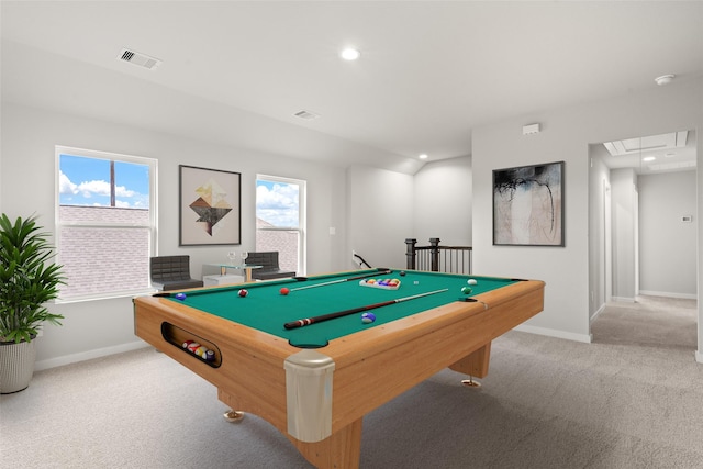 6615 Old Cypress Landing Ln, Humble, TX 77338 - playroom featuring carpet, recessed lighting, plenty of natural light, attic access, and billiards