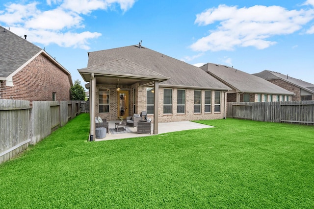 29522 Westhope Dr, Spring, TX 77386 - rear view of property with brick siding, a fenced backyard, a patio area, and roof with shingles