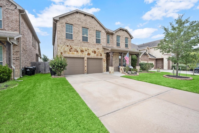 29522 Westhope Dr, Spring, TX 77386 - traditional-style house featuring concrete driveway, a garage, brick siding, and stone siding