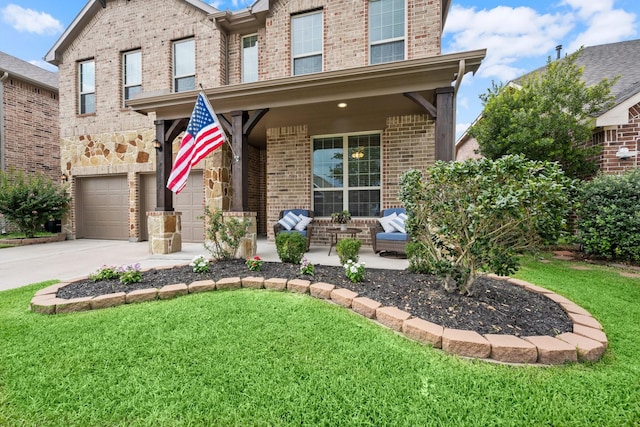 29522 Westhope Dr, Spring, TX 77386 - traditional-style house featuring brick siding, concrete driveway, a front lawn, and an attached garage