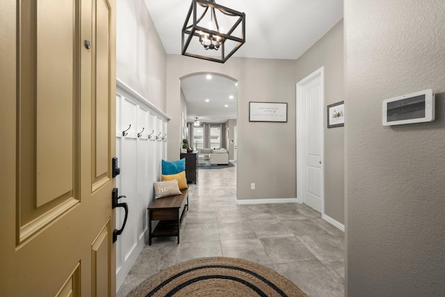 29522 Westhope Dr, Spring, TX 77386 - corridor with arched walkways and a chandelier
