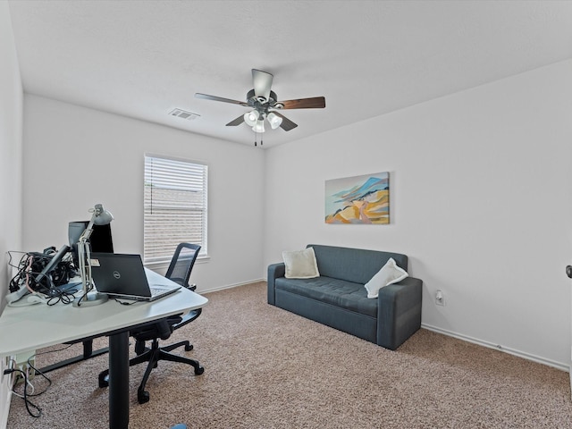 3139 Prairiestone Trail Ln, Katy, TX 77450 - carpeted home office with a ceiling fan and baseboards
