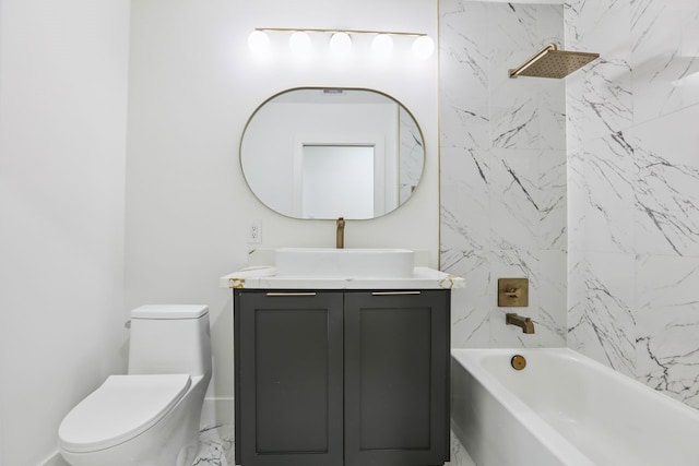 4543 Warm Springs Rd, Houston, TX 77035 - bathroom with vanity, tub / shower combination, and marble finish flooring
