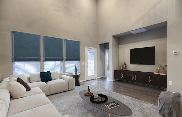 14577 Clementine Hall Dr, Conroe, TX 77378 - living area with wood finished floors and a towering ceiling