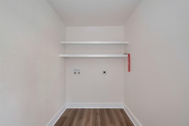 1026 W Cottage St, Houston, TX 77009 - washroom with washer hookup, dark wood-type flooring, and electric dryer hookup