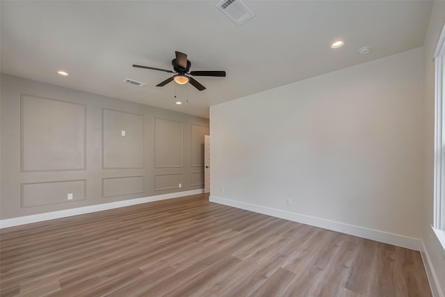 1026 W Cottage St, Houston, TX 77009 - empty room with recessed lighting, ceiling fan, light wood finished floors, and a smoke detector