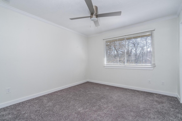 12239 Glenview Dr, Montgomery, TX 77356 - spare room featuring carpet, ornamental molding, and a ceiling fan