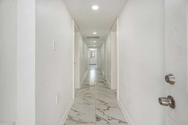 3515 Winnie St, Galveston, TX 77550 - hall featuring light marble finish flooring and recessed lighting