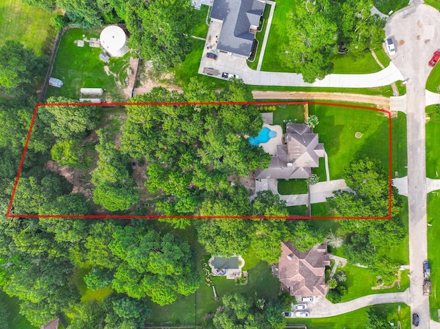 18988 Ocean Mist Ct, Montgomery, TX 77356 - aerial overview of property's location with a pool and property parcel outlined