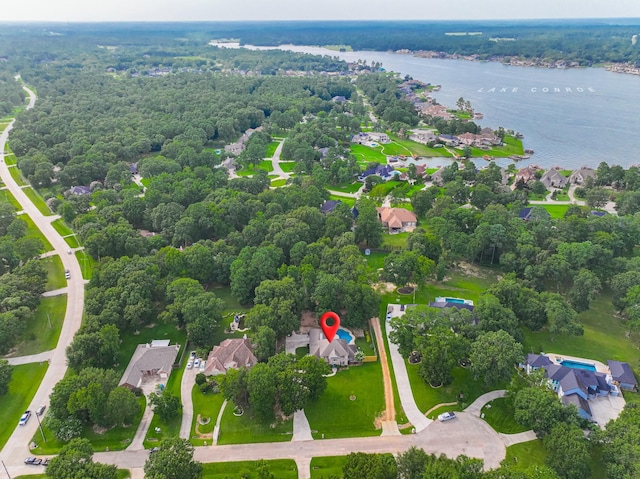 18988 Ocean Mist Ct, Montgomery, TX 77356 - drone / aerial view of a large body of water and a forest
