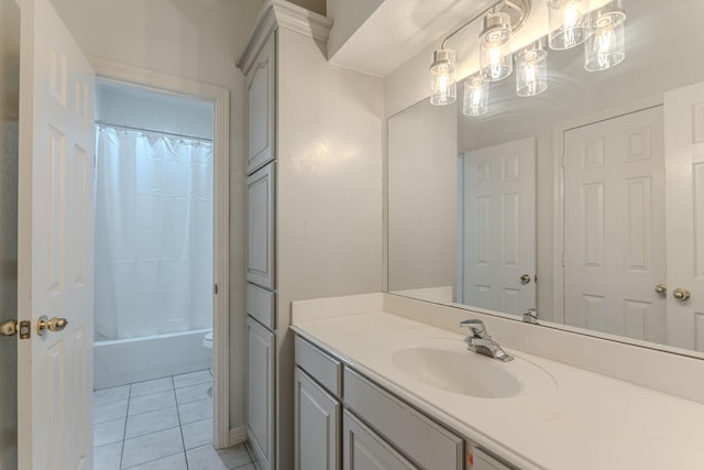 18988 Ocean Mist Ct, Montgomery, TX 77356 - bathroom with vanity, tile patterned flooring, and shower / bath combination with curtain