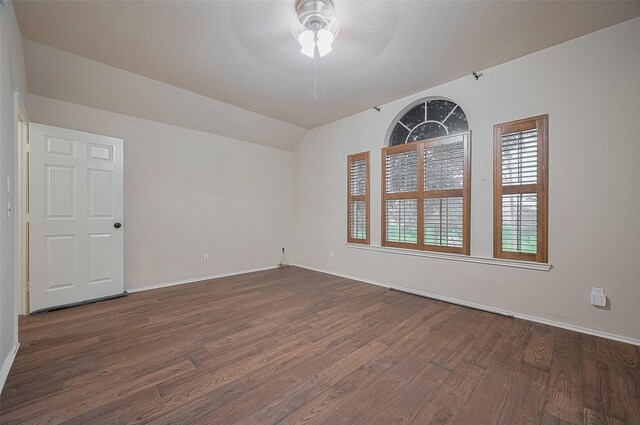 23035 Canal Rd, Richmond, TX 77406 - unfurnished room featuring wood finished floors, ceiling fan, and lofted ceiling