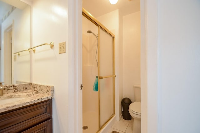 10723 Bexley Dr, Houston, TX 77099 - full bathroom with a stall shower, vanity, and tile patterned floors