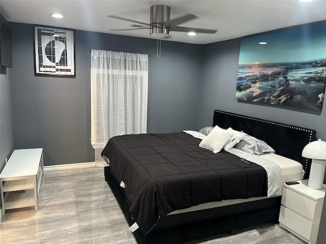 3140 Webster St, Houston, TX 77004 - bedroom with wood finished floors, recessed lighting, and ceiling fan