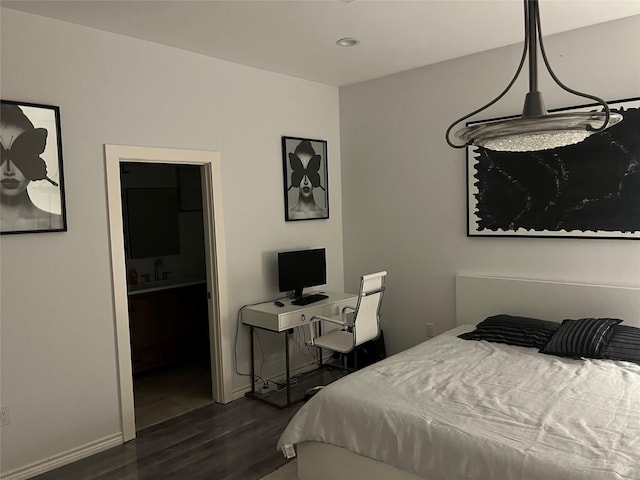 3140 Webster St, Houston, TX 77004 - bedroom with dark wood-style flooring, recessed lighting, and ensuite bathroom