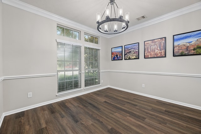 2006 Scarlet Trail Ct, Katy, TX 77494 - unfurnished room featuring a chandelier, ornamental molding, and dark wood-style floors