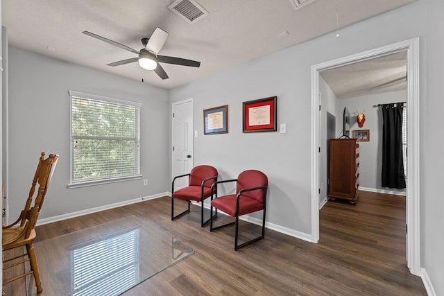 2006 Scarlet Trail Ct, Katy, TX 77494 - living area featuring attic access, a ceiling fan, and wood finished floors
