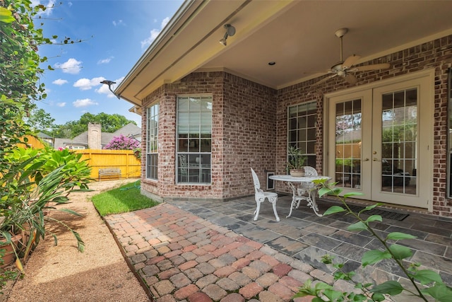 12715 Havant Cir, Houston, TX 77077 - view of patio / terrace featuring french doors and ceiling fan