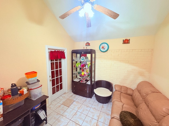 12943 Bamboo Forest Trl, Houston, TX 77044 - living room featuring vaulted ceiling and ceiling fan
